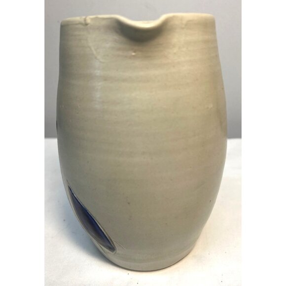 Williamsburg PotteryHandcrafted Blue Floral Stoneware Pitcher With Handle & Spou - Picture 2 of 5
